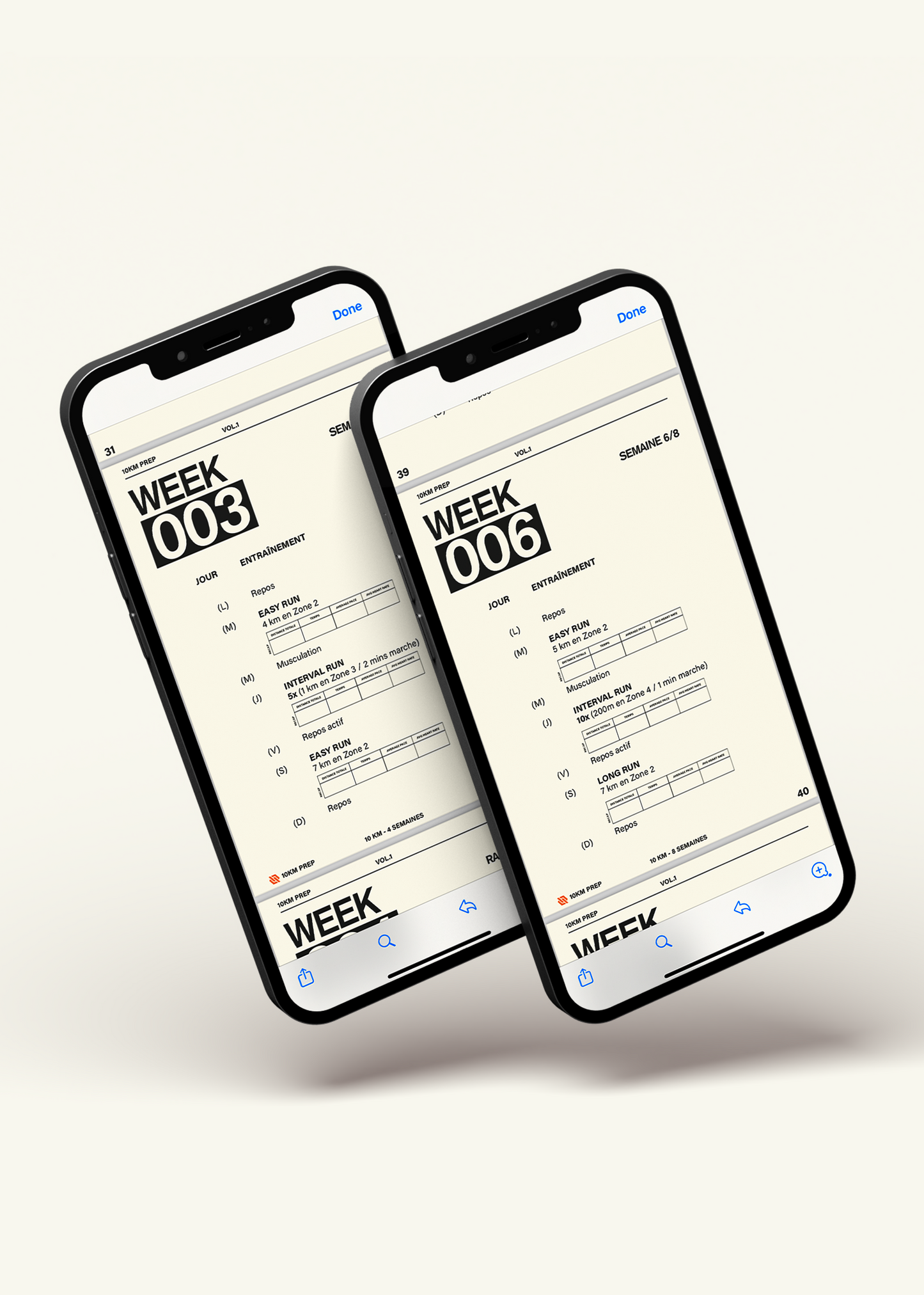 Programme de course 10km