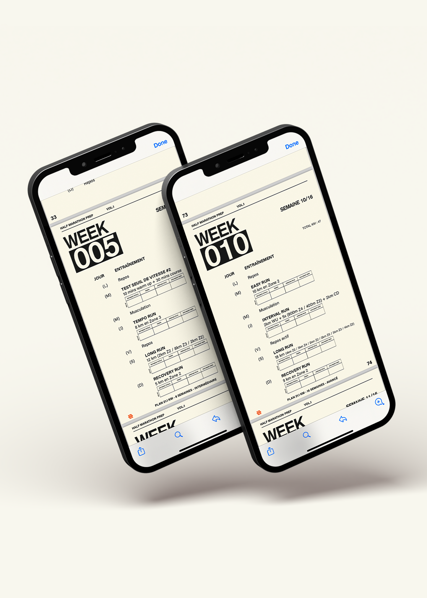 Programme de course Demi-Marathon